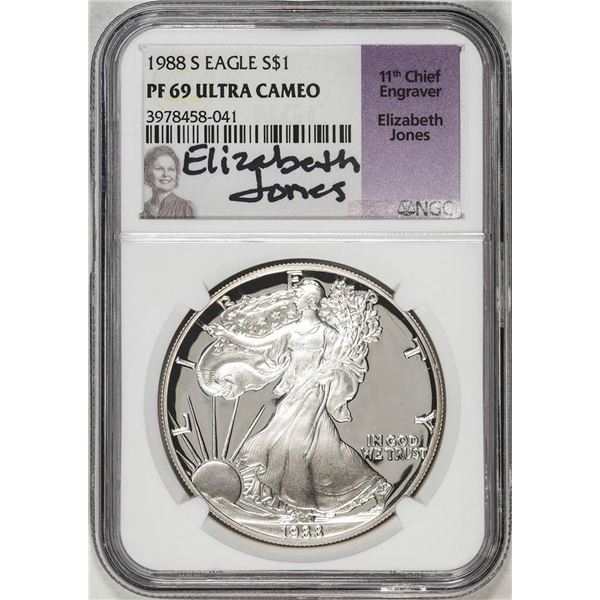 1988-S $1 Proof American Silver Eagle Coin NGC PF69 Ultra Cameo E. Jones Signature