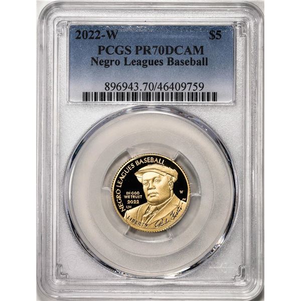 2022-W $5 Proof Negro Leagues Baseball Commemorative Gold Coin PCGS PR70DCAM