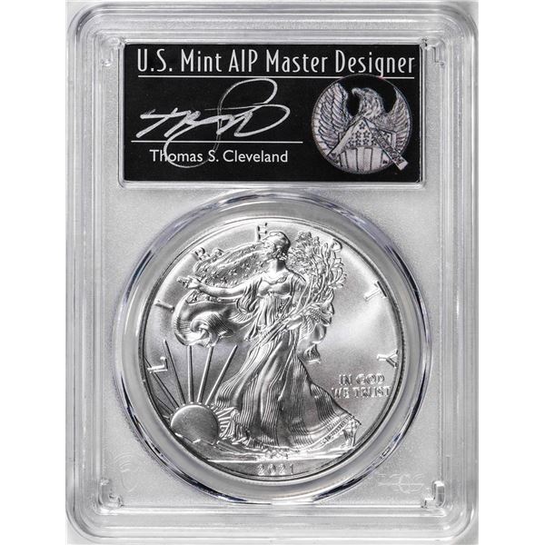 2021-(S) Ty. 1 $1 American Silver Eagle Coin PCGS MS70 Cleveland Signature FDOI
