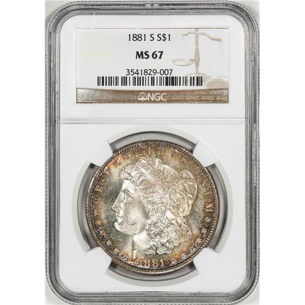 1881-S $1 Morgan Silver Dollar Coin NGC MS67 Great Toning