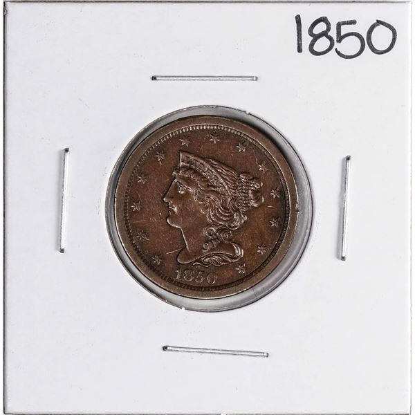 1850 Braided Hair Half Cent Coin