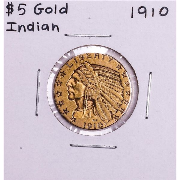 1910 $5 Indian Head Half Eagle Gold Coin