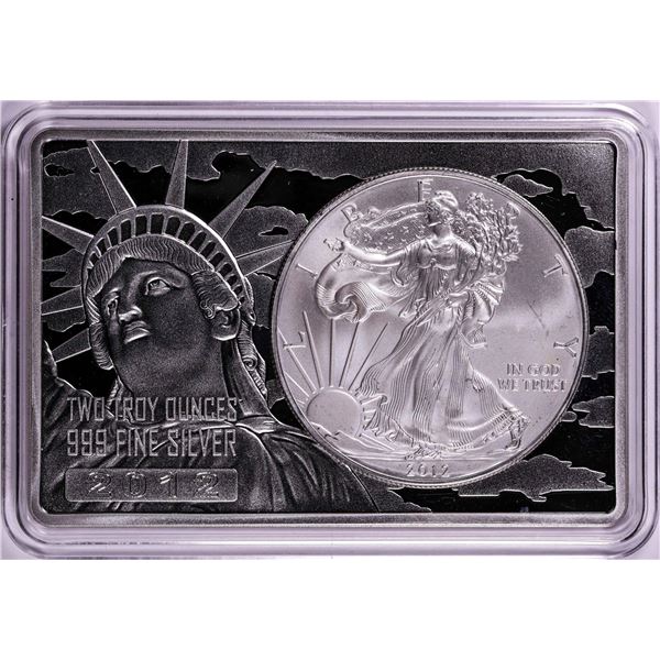 2012 $1 American Silver Eagle Coin & 2oz Silver Bar Set