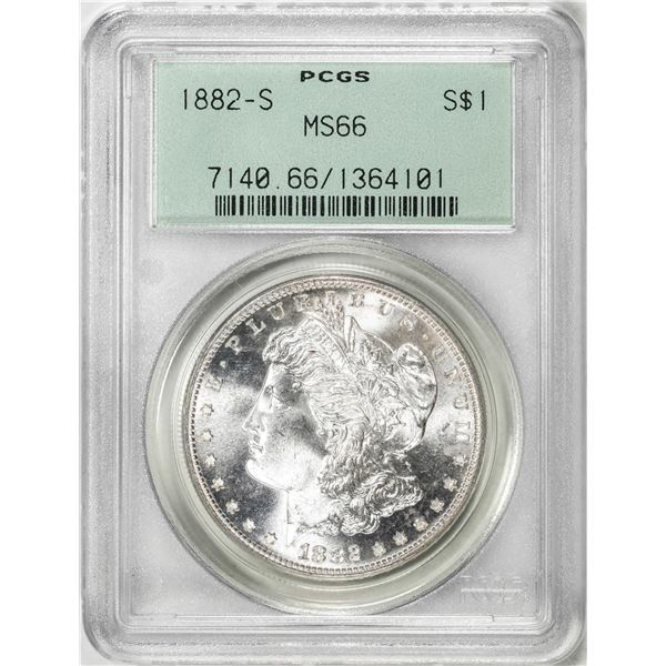 1882-S $1 Morgan Silver Dollar Coin PCGS MS66 Old Green Holder