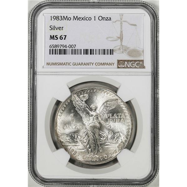 1983Mo Mexico 1 Onza Libertad Silver Coin NGC MS67