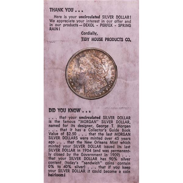 Tidy House Holder 1885-O $1 Morgan Silver Dollar Coin w/ Nice Toning