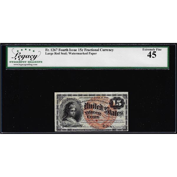 1863 Fourth Issue Fifteen Cents Fractional Note Fr.1267 Legacy Extremely Fine 45