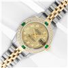 Image 3 : Rolex Ladies Two Tone Quickset Champagne Diamond & Emerald Datejust Wristwatch