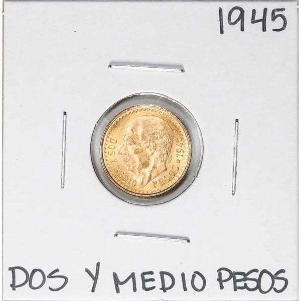 1945 Mexico Dos Y Medio Pesos Gold Coin