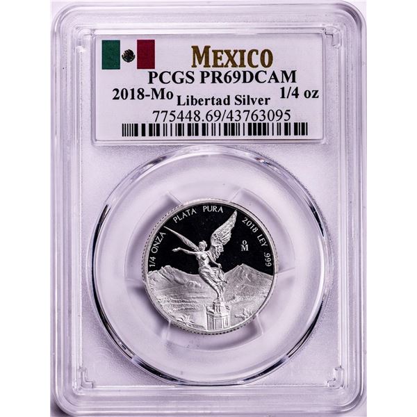2018-Mo Mexico Proof 1/4 oz Silver Libertad Coin PCGS PR69DCAM