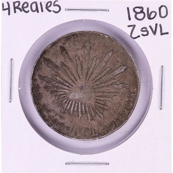 1860 ZsVL Mexico 4 Reales Silver Coin