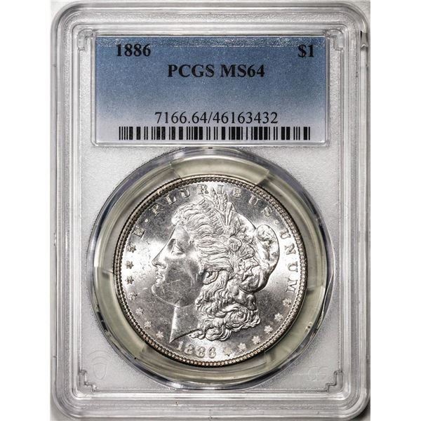 1886 $1 Morgan Silver Dollar Coin PCGS MS64