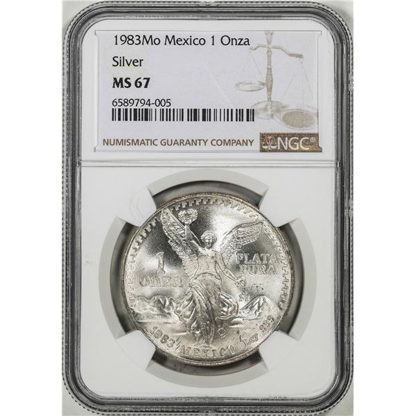 1983Mo Mexico 1 Onza Libertad Silver Coin NGC MS67
