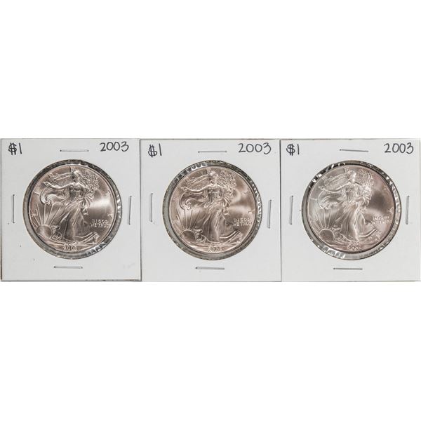 Lot of (3) 2003 $1 American Silver Eagle Coins
