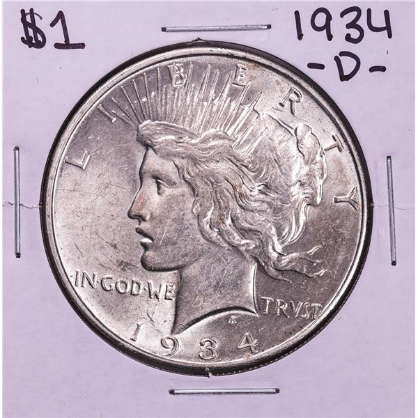 1934-D $1 Peace Silver Dollar Coin