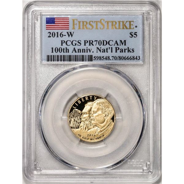 2016-W $5 Proof 100th Anniversary National Parks Gold Coin PCGS PR70DCAM First Strike