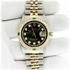 Image 3 : Rolex Men's Two Tone Green Diamond & Emerald Datejust Wristwatch