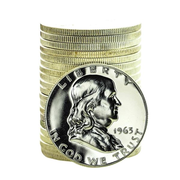 Roll of (20) Proof 1963 Franklin Half Dollar Coins