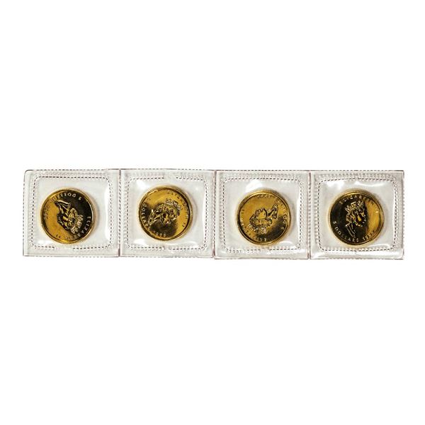Lot of (4) Sealed 1999 Canadian $5 Maple Leaf Gold Coins
