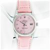 Image 3 : Rolex Men's Stainless Steel Pink Diamond Datejust Watch With Pink Leather Strap