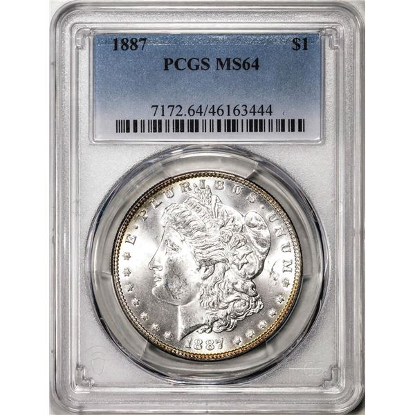 1887 $1 Morgan Silver Dollar Coin PCGS MS64