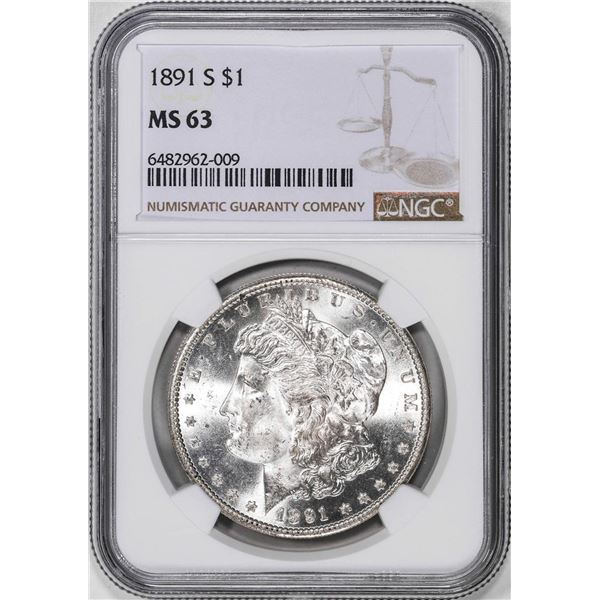 1891-S $1 Morgan Silver Dollar Coin NGC MS63