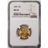Image 1 : 1893 $5 Liberty Head Half Eagle Gold Coin NGC MS64