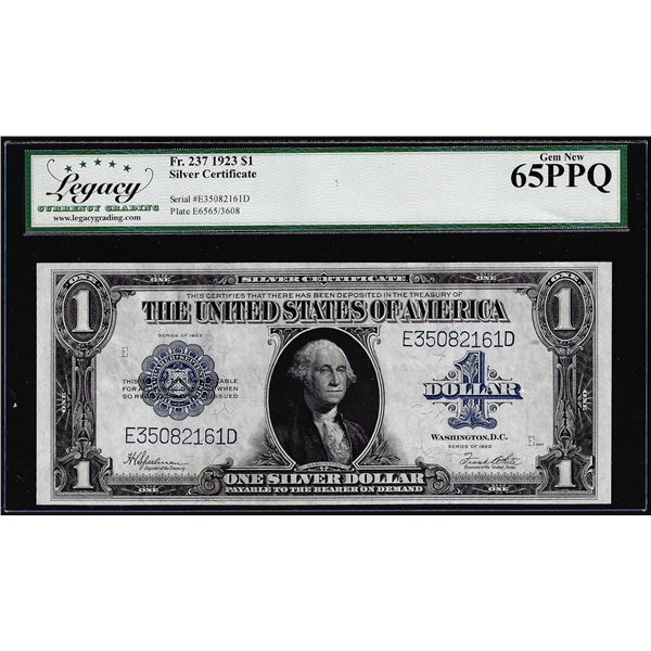 1923 $1 Silver Certificate Note Fr.237 Legacy Gem New 65PPQ