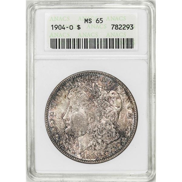 1904-O $1 Morgan Silver Dollar Coin ANACS MS65 Old Soap Box Holder
