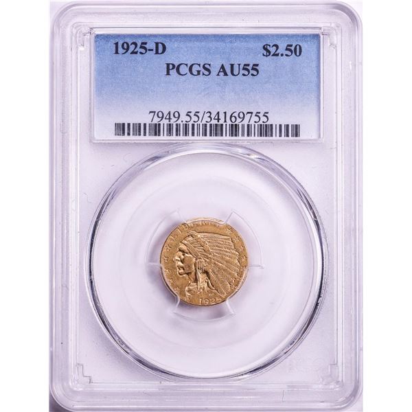 1925-D $2 1/2 Indian Head Quarter Eagle Gold Coin PCGS AU55