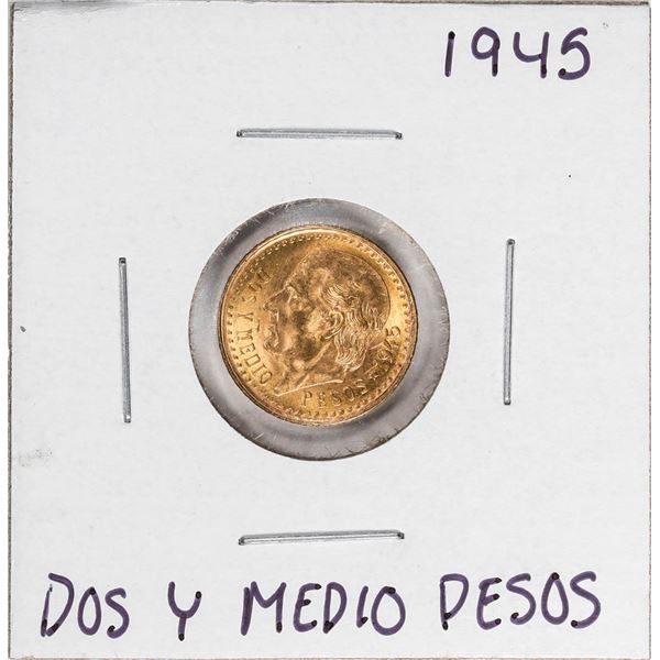 1945 Mexico Dos Y Medio Pesos Gold Coin