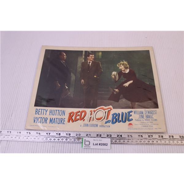 1949 Red, Hot and Blue Lobby Card ft Betty Hutton, Victor Mature, and William Demarest (11x14)