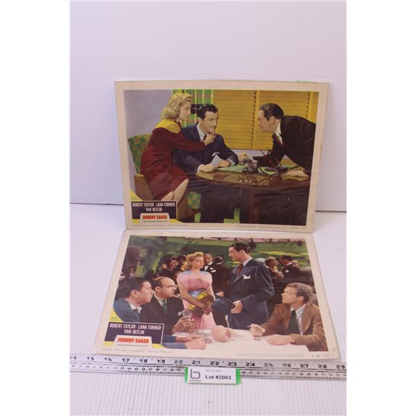 (2)1950 Johnny Eager Lobby Cards ft, Robert Taylor, Lana Turner, Van Heflin (11x14)