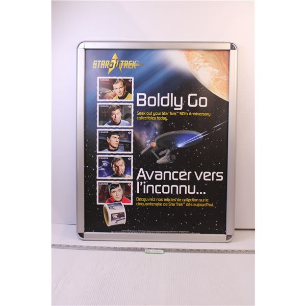 *Framed Star Trek " Boldly Go" Canada Post Stamps Promotional Poster (22x28)
