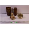 (2) Vintage Vases, Vintage Clock and Wooden Mug