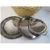 Image 2 : Wicker Basket - (3) Metal Trays