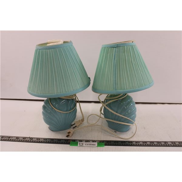 (2) Blue Seashell Lamps (one without bulb)