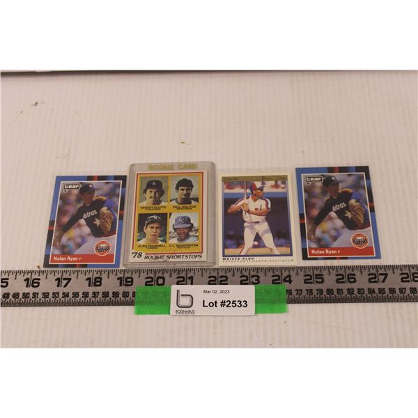 (2) 1988 Leaf Lynn Nolan Ryan Jr. Card +1981 OPC Moises Alou Card + 1978 Rookie Shortstops Card