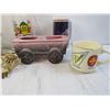 Image 2 : Owl Bottle - Kids Watch - Rope Horse Salt & Pepper - Vintage Wagon Lamp (working) - Misc. Items