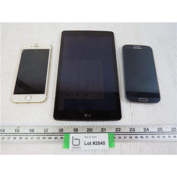 LG Tablet (powers on) - Samsung Phone - iPhone (busted)