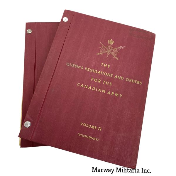 2 Books - The Queen's Regulations and Orders for the Canadian Army Vol II- Disciplinary & Vol III Fi