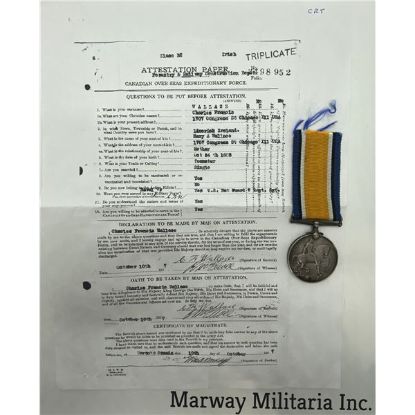 WW1 CEF War Medal Canadian Railway Troops