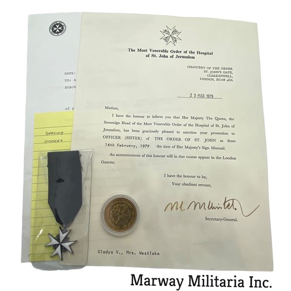 Order of St. John Medal and Coin to Serving Sister