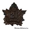 Image 1 : WW1 CEF 21st Battalion Cap Badge