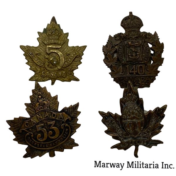 WW1 CEF Collar Badge Lot of 4