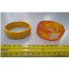 Image 1 : Yellow bakelite bangle and orange & yellow swirl lucite bangle