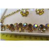 Image 3 : Gold and amber rhinestone necklace and clip earring set