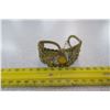 Image 1 : 1940’s gold tone metal cuff with yellow rhinestones and safety