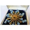 Image 2 : Blue plastic and rhinestone Triad broach