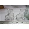 Image 2 : Vintage glass candy containers, terrier, ice skates, and train